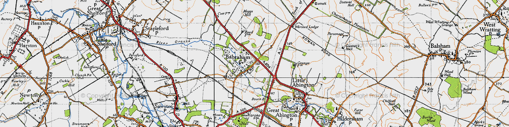 Old map of Babraham in 1946