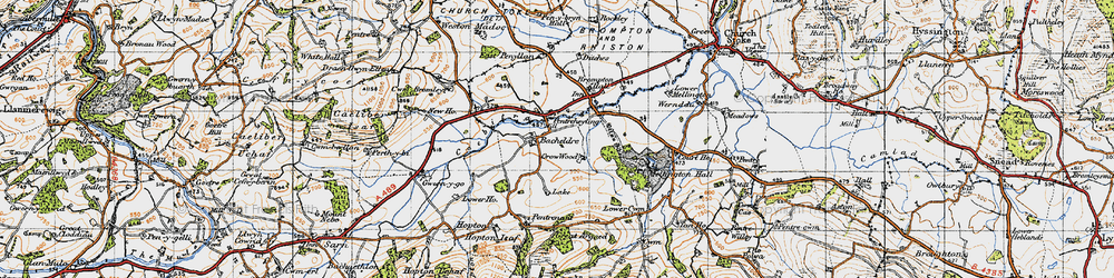 Old map of Bacheldre in 1947
