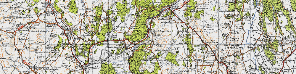 Old map of Backbarrow in 1947