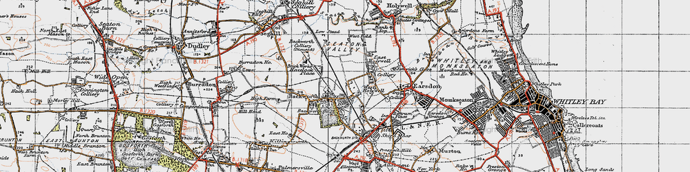 Old map of Backworth in 1947