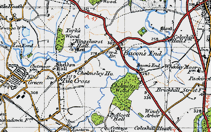 Old map of Bacon's End in 1946