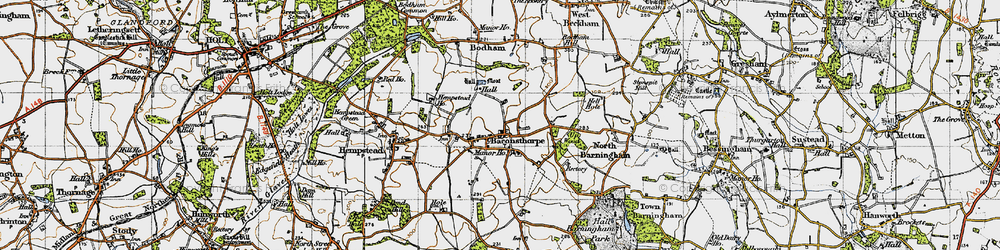 Old map of Baconsthorpe in 1945