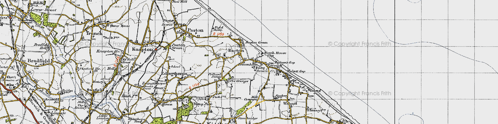 Old map of Bacton in 1945