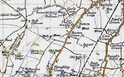 Old map of Bacton Green in 1946