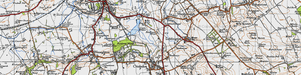 Old map of Badbury Wick in 1947