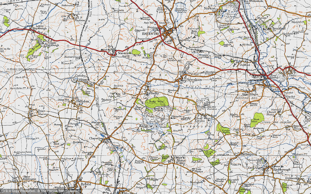 Old Map of Historic Map covering Badby Wood in 1946