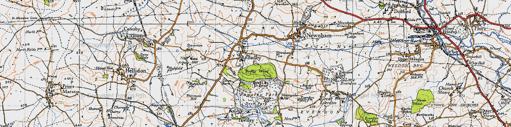 Old map of Badby in 1946
