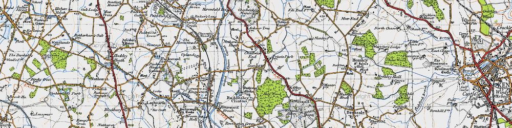 Old map of Baddesley Clinton in 1947