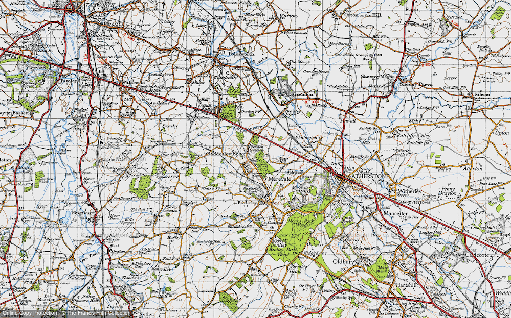 Old Map of Baddesley Ensor, 1946 in 1946