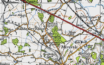 Old map of Baddesley Ensor in 1946