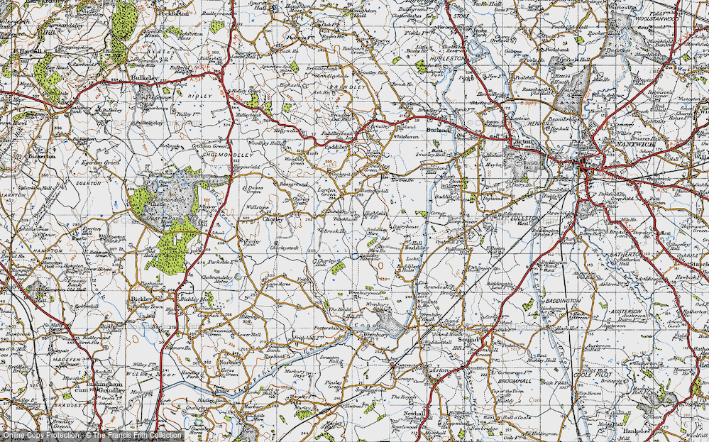 Old Map of Historic Map covering Botterleyhill in 1947