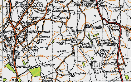 Old map of Baddow Park in 1945