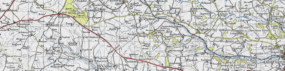 Old map of Badgall Downs in 1946