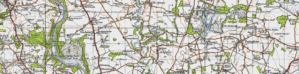 Old map of Badger in 1946