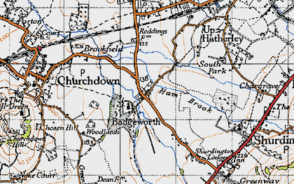 Old map of Badgeworth in 1946