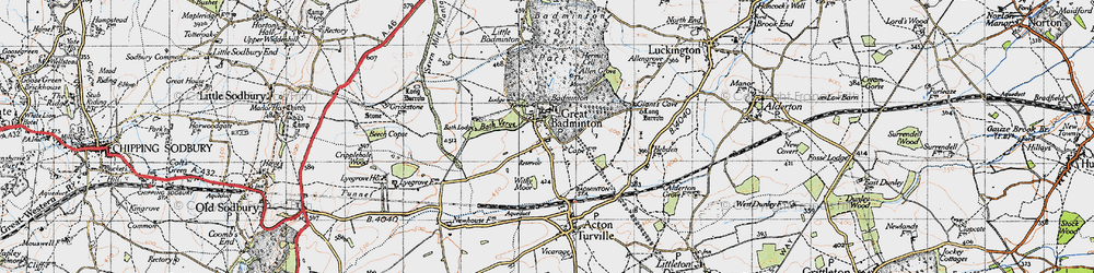 Old map of Badminton in 1946