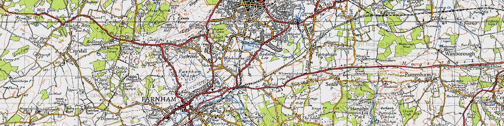 Old map of Badshot Lea in 1940