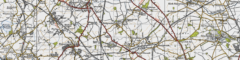 Old map of Badsworth in 1947