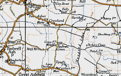 Old map of Badwell Green in 1946