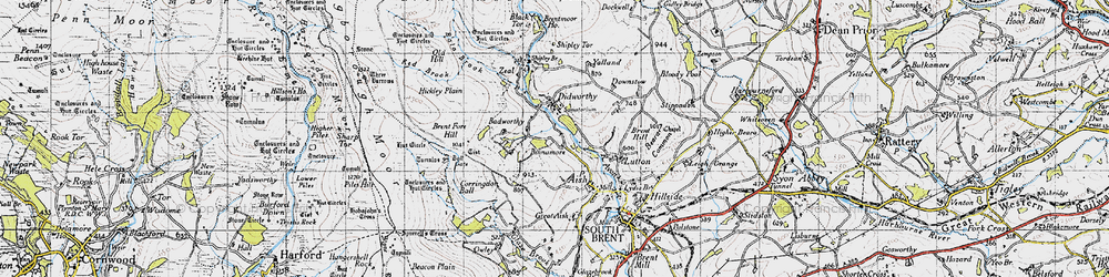 Old map of Badworthy in 1946