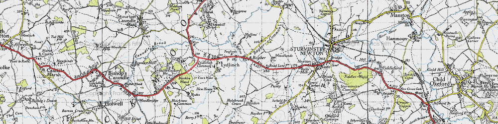 Old map of Bagber in 1945