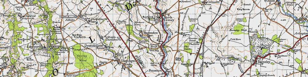Old map of Bagendon in 1946
