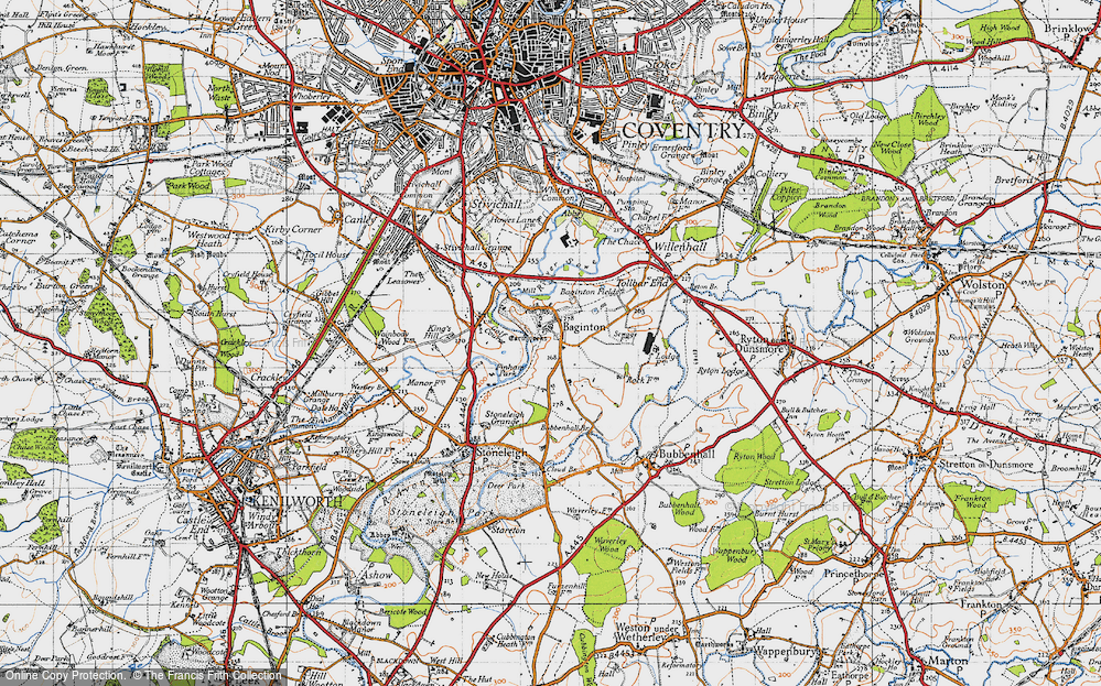 Old Map of Historic Map covering Coventry Airport in 1946