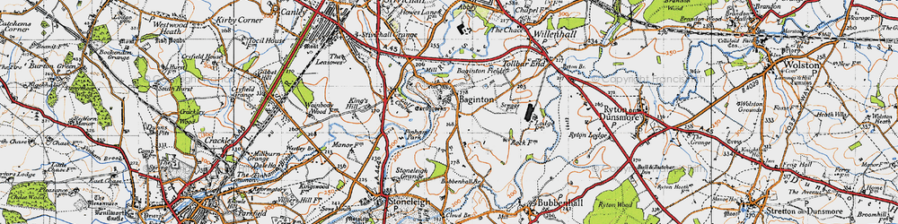 Old map of Baginton in 1946