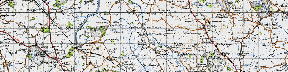 Old map of Baggy Moor in 1947
