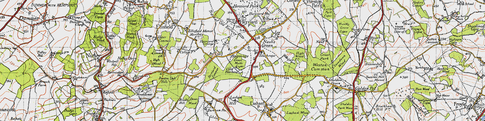Old map of Bagmore in 1945