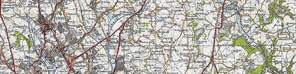 Old map of Bagnall in 1946