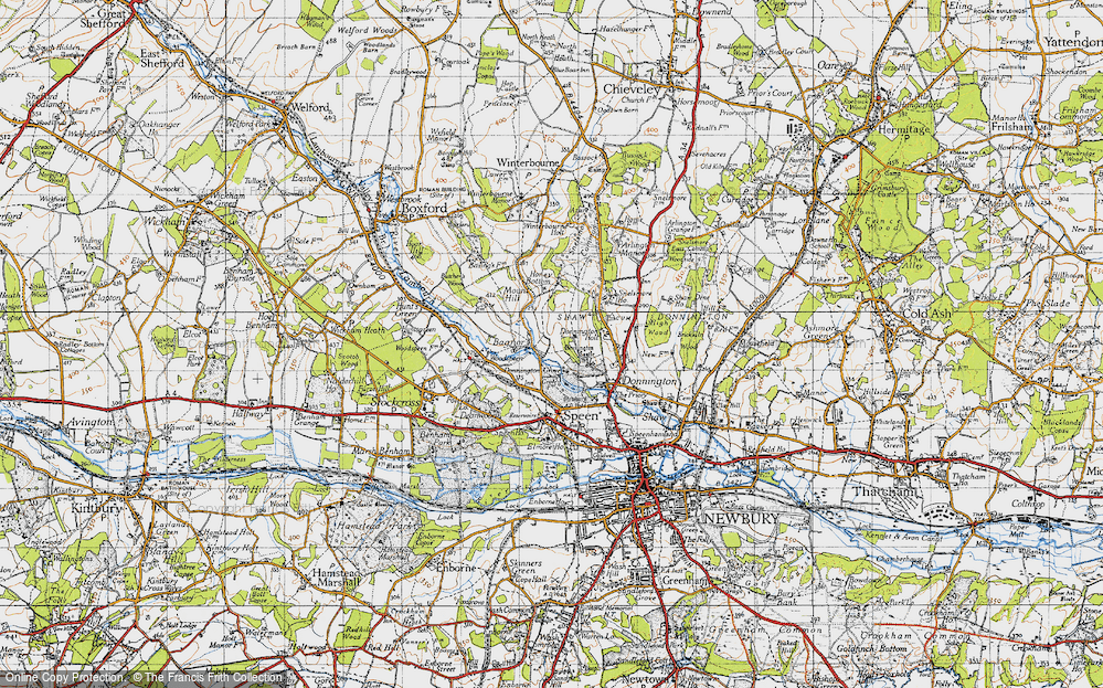 Old Map of Historic Map covering Snelsmore Common in 1945