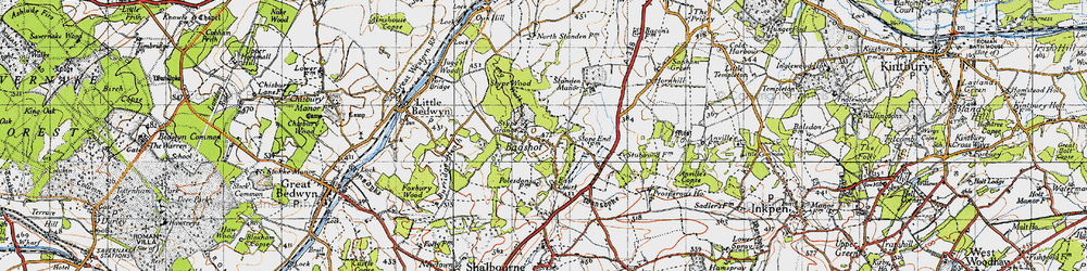 Old map of Bagshot in 1945