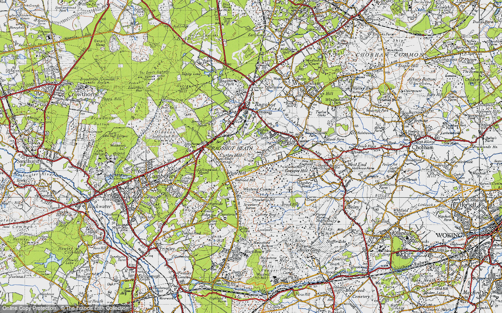Old Map of Bagshot Heath, 1940 in 1940