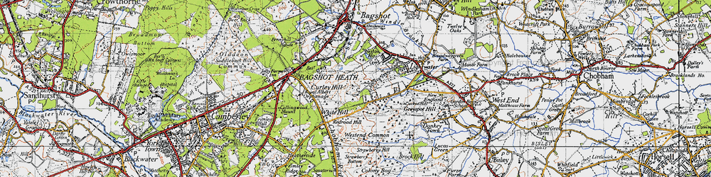 Old map of Bagshot Heath in 1940