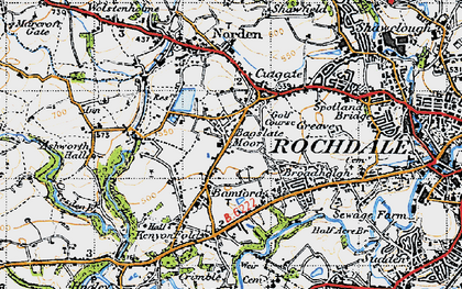 Old map of Bagslate Moor in 1947