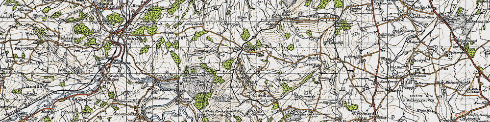 Old map of Bagwyllydiart in 1947