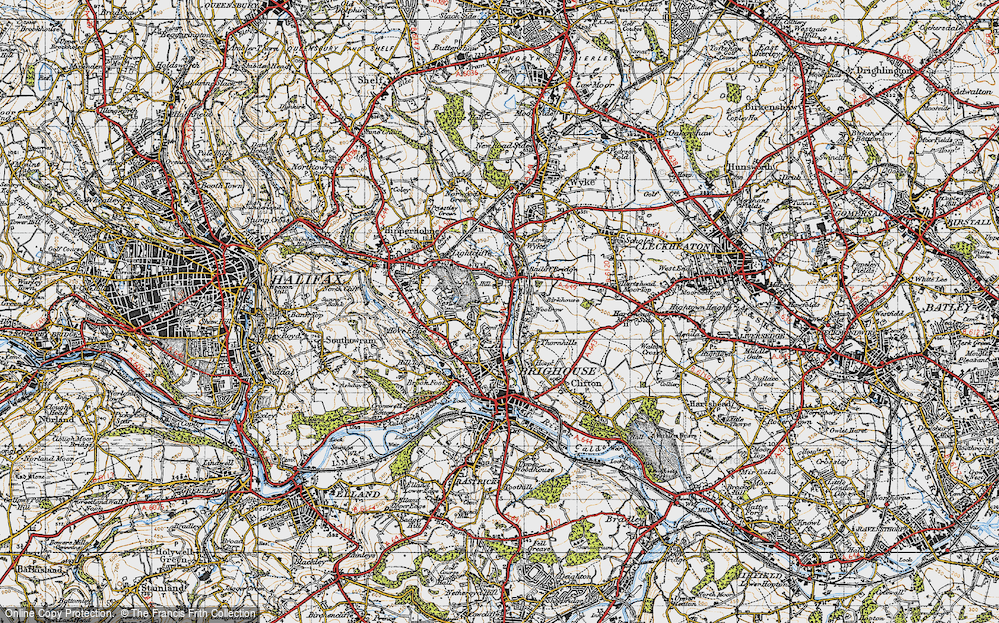Old Map of Bailiff Bridge, 1947 in 1947