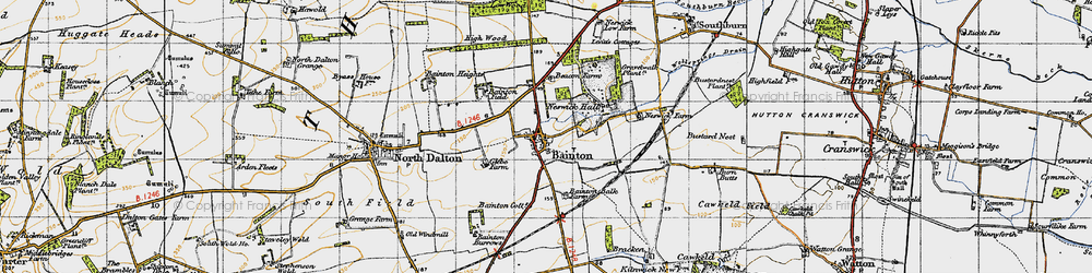 Old map of Bainton in 1947
