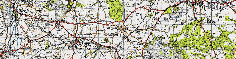 Old map of Bakestone Moor in 1947