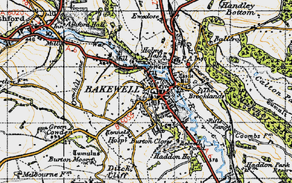 Old map of Bakewell in 1947