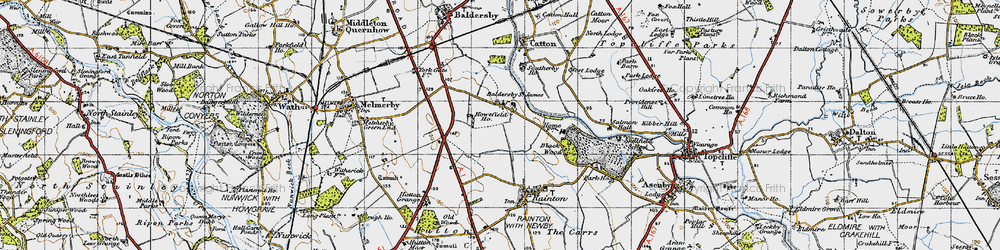 Old map of Baldersby St James in 1947