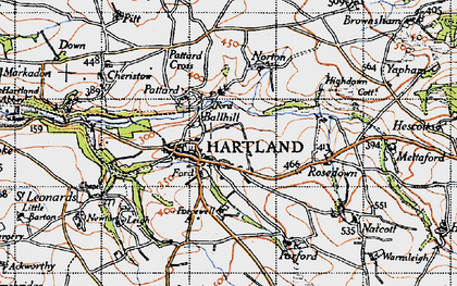 Old map of Ballhill in 1946