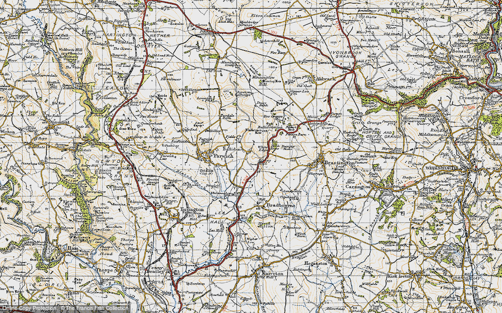 Old Map of Historic Map covering Blackstone's Low in 1947
