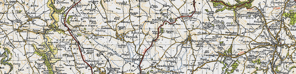 Old map of Ballidon in 1947