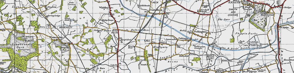 Old map of Balne Moor in 1947