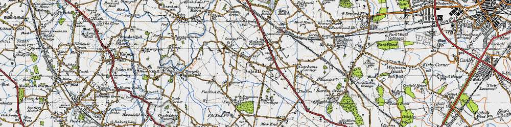 Old map of Balsall in 1947