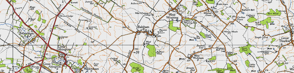 Old map of Balsham Wood in 1946