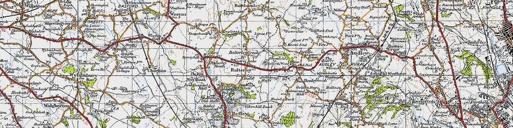 Old map of Balterley Green in 1946