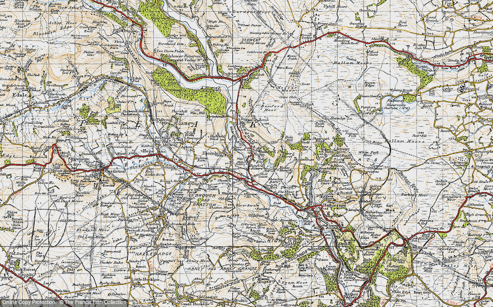 Historic Ordnance Survey Map of Bamford, 1947